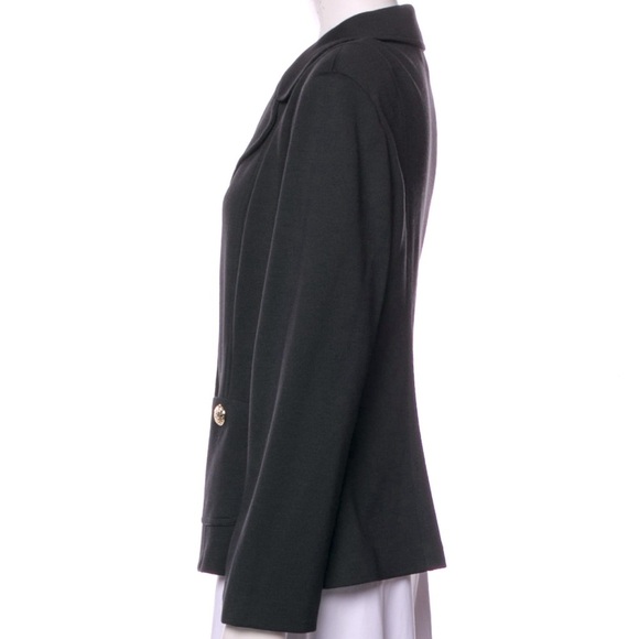 ST. JOHN Basics Santana Knit Button Front Blazer Jacket Black w/ Gold Buttons 10 - Picture 14 of 15